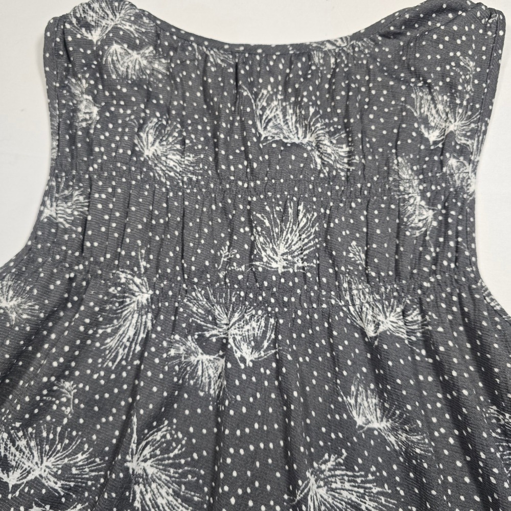 Maurices Womens Large Gray Polka Dot Botanical Lace Up Sleeveless Blouse Top - Picture 7 of 7